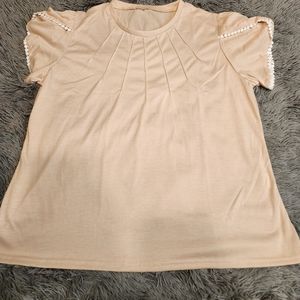 Cream Blouse with Cap Sleeve